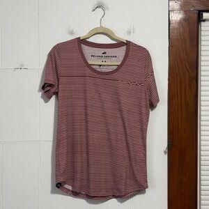 Belong Designs Versatek Striped Short Sleeve Top Womens Medium‎ Burgundy Hiking